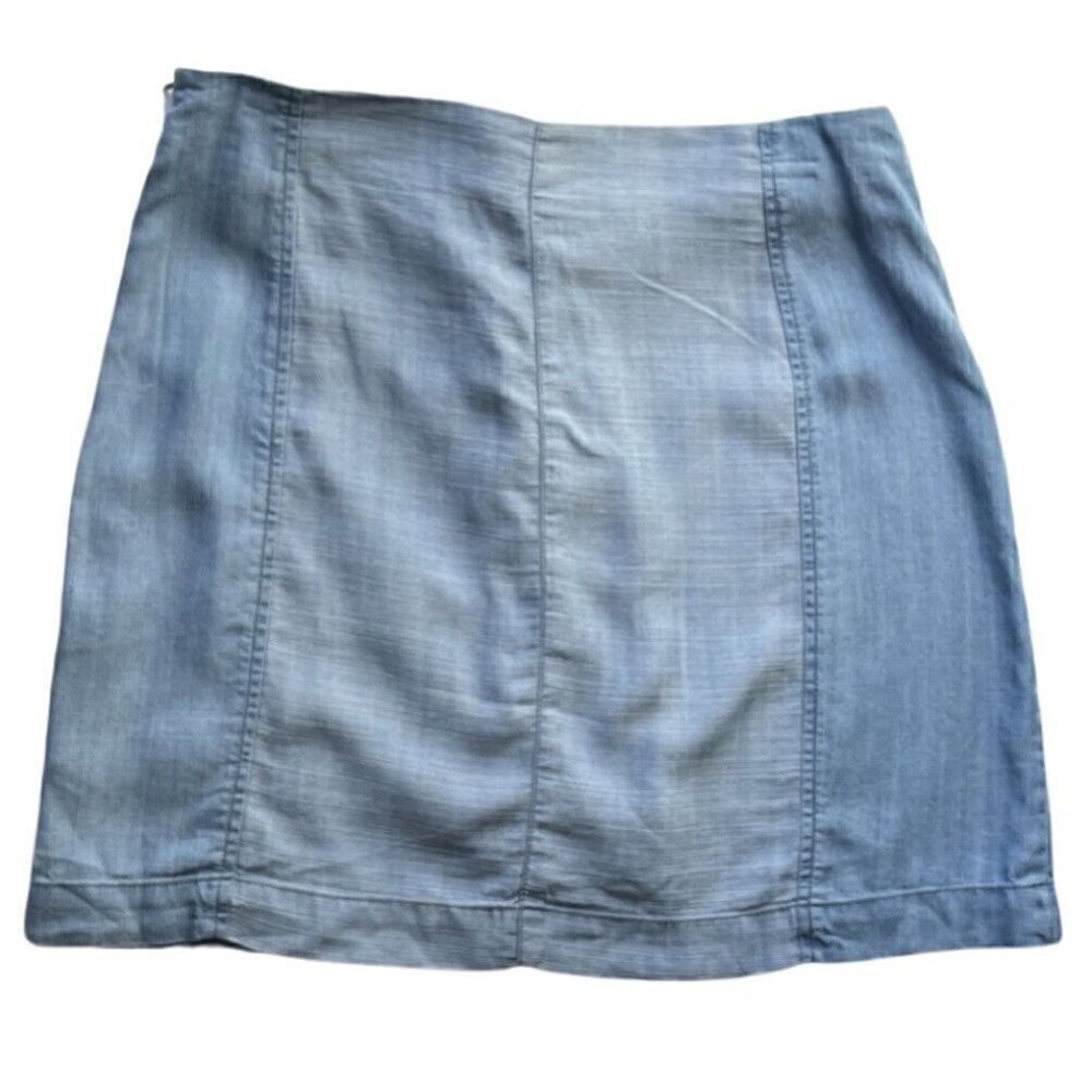 1250C Womens Blue Tencel Side Lace-Up Contrast Skirt Size M - Picture 2 of 10